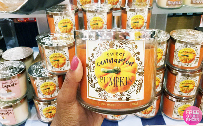 FREE Bath & Body Works Sweet Cinnamon Pumpkin 3-Wick Candle with Any Purchase