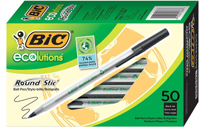 Bic Ecolutions Ballpoint Pen 50-Count for ONLY $4.94 on Amazon (Reg $8) - 10¢ Each!