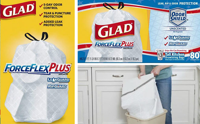 Amazon: Glad ForceFlexPlus Trash Bags 80-Count Only $7.78 + FREE Shipping