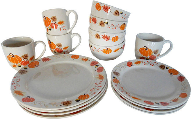 Mainstays 16-Piece Pumpkin Dinnerware Set Only $14.43 + FREE Pickup (Regularly $59)