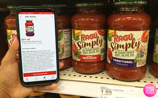 Ragu Simply Pasta Sauce Only 67¢ at Target (Regularly $1.89)