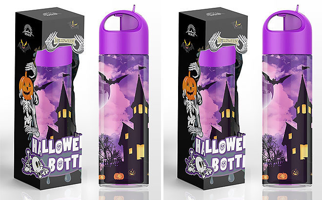 Halloween Water Bottle with Flip Cap and Straw JUST $2.99 (Regularly $11)