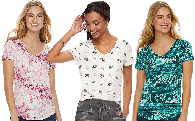 Sonoma Women's V-Neck Tees JUST $5 (Regularly $13) at Kohl's (Over 20 Styles!)