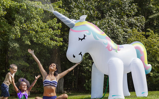 Large Inflatable Unicorn Yard Sprinkler for Just $21.99 (Regularly $60) - Over 6 Foot Tall!