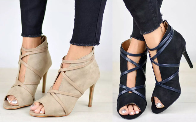 V-Cut Suede Heels with Straps for Just $22.99 (Regularly $80) - 4 Colors Available!