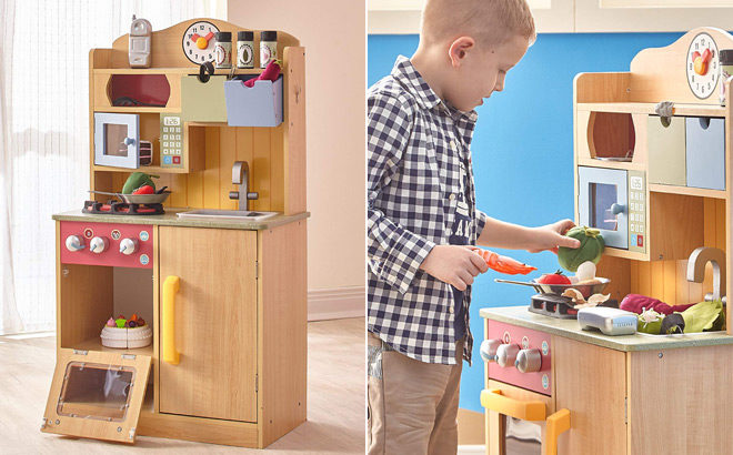 *HOT* Wooden Toy Play Kitchen JUST $72.99 + FREE Shipping (Regularly $169)