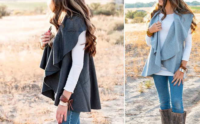 Wool Blend Ruffled Poncho for JUST $23.99 (Regularly $60) - Available in 3 Colors!