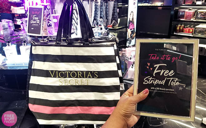 Victoria's Secret: FREE Striped Tote with $60 Beauty & Accessories Purchase ($58 Value)