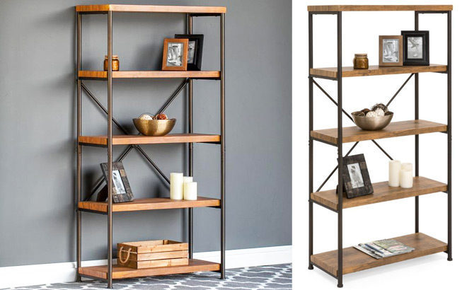 Four Tier Industrial Bookshelf with Metal Frame Only $79.99 + FREE Shipping