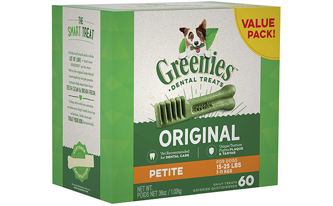 Amazon: Greenies Petite Dog Dental Treats 60-Count Box JUST $21.09 (Regularly $26)