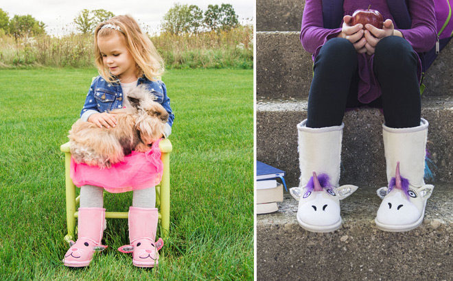 Muk Luks Kids Boots for JUST $16.99 at Zulily - Reg $44 (Unicorn, Butterfly Design)