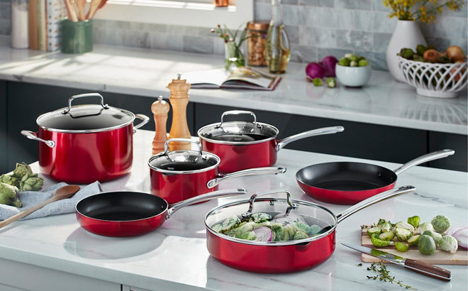 KitchenAid 10-Piece Non-Stick Pour & Strain Cookware Set ONLY $95.19 (Reg $284)