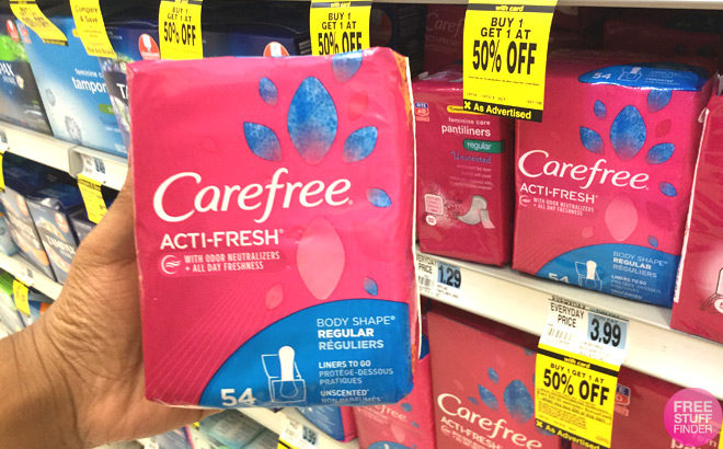 Carefree Liners 54-Count Packs ONLY $1.24 Each at Rite Aid (Reg $4) - Print Now!