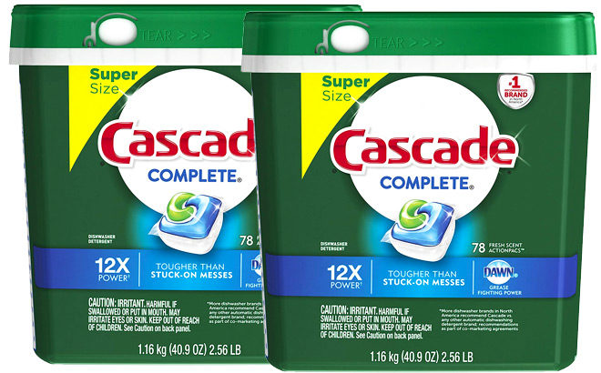 Cascade Complete ActionPacs Dishwasher Detergent ONLY $9.70 + FREE Shipping