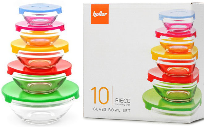 RUN! Kitchen 10-Piece Glass Bowl & Lid Set ONLY $1.20 - Today Only! (Just 12¢ Each)