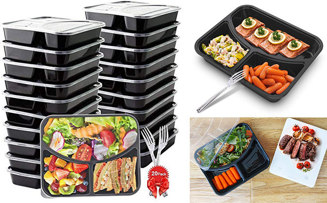 Meal Prep 20-Pack Containers with Lids ONLY $10.99 + FREE Shipping!