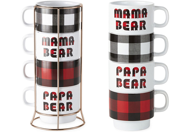 Mama and Papa Bear 4 Piece Coffee Mug Set AND Stand ONLY $16.99 (Regularly $54)