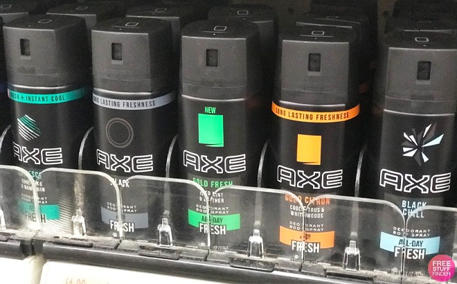 Axe Body Sprays on a Shelf