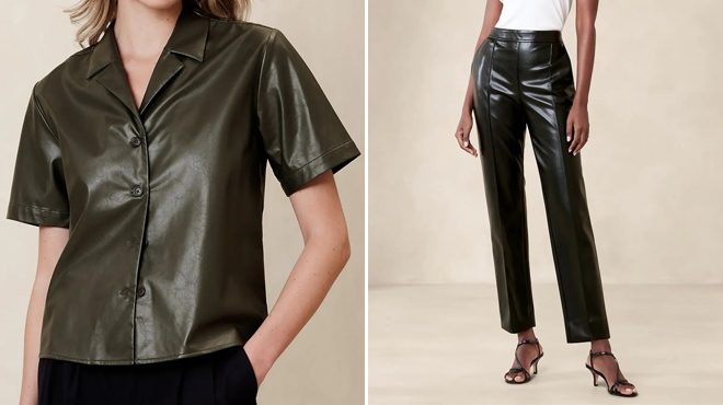 Banana Republic Factory Vegan Leather Shirt Pants