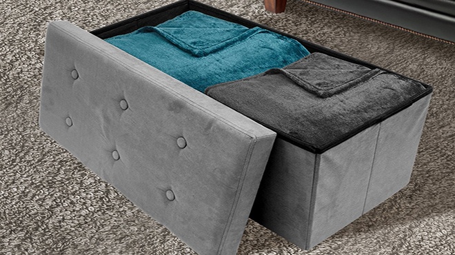 ottoman storage bench small grey