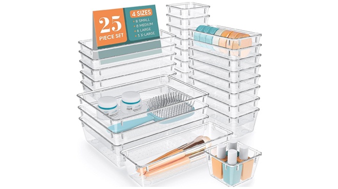 WOWBOX 25 Piece Plastic Drawer Organizer Set